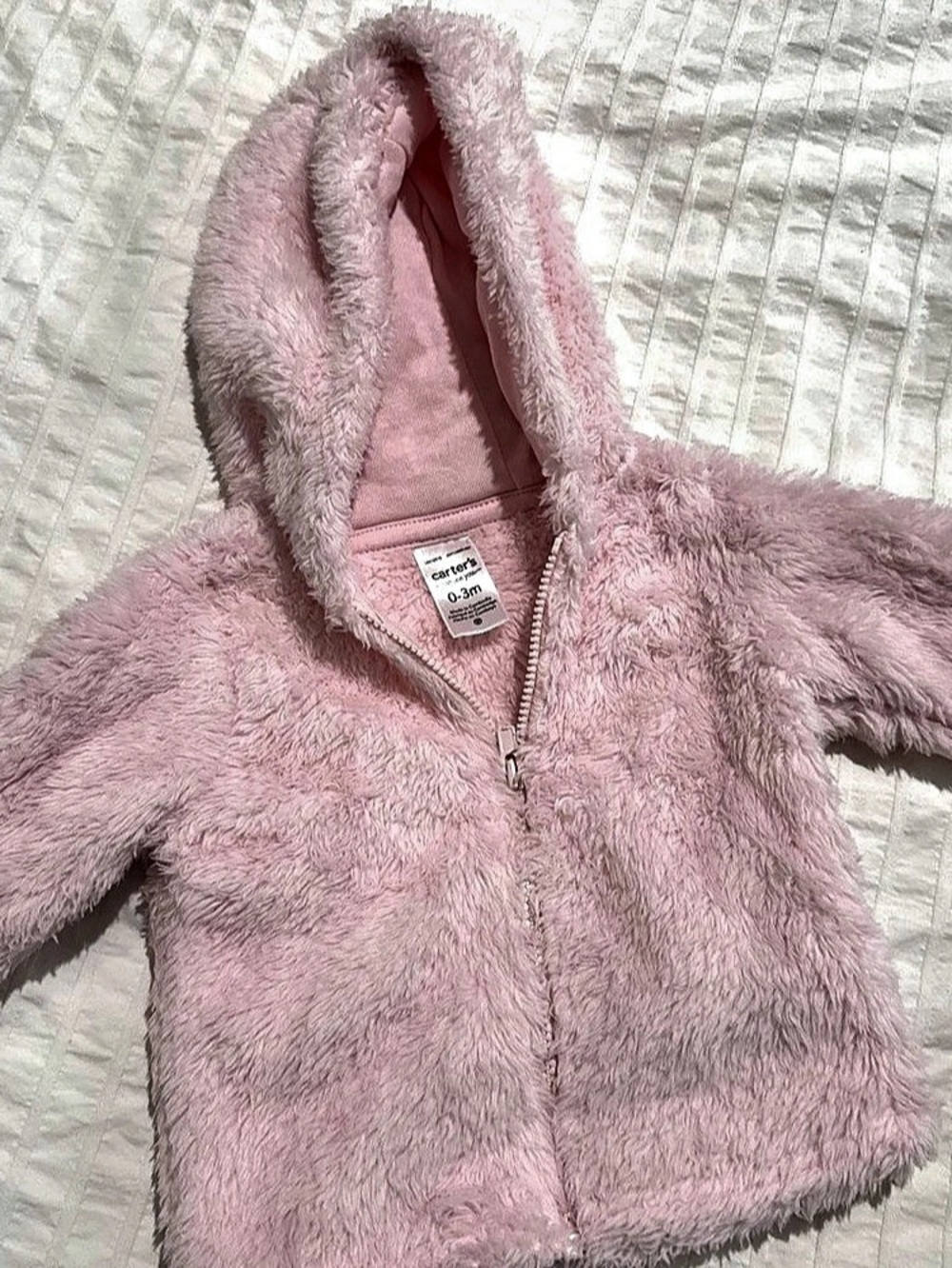 Carter's Baby Girl Sherpa Hooded Zip-Up Jacket Pink Baby 0-3M